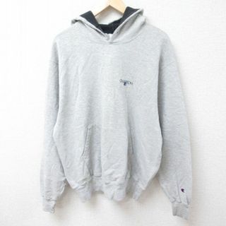 チャンピオン(Champion)のXL★古着 チャンピオン Champion 長袖 スウェット パーカー メンズ 90年代 90s ワンポイントロゴ グレー 霜降り 24jan30 中古 スエット トレーナー トップス(パーカー)