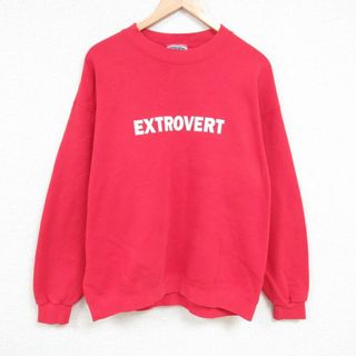 リー(Lee)のXL★古着 リー Lee 長袖 スウェット メンズ 90年代 90s エクストロバート クルーネック USA製 赤 レッド 24jan29 中古 スエット トレーナー トップス(パーカー)