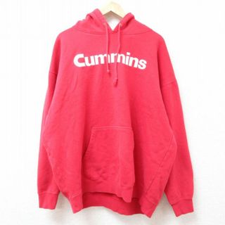 XL★古着 長袖 スウェット パーカー メンズ 00年代 00s Cummins 大きいサイズ 赤 レッド 24jan31 中古 スエット トレーナー トップス(パーカー)