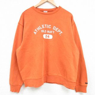 オールドネイビー(Old Navy)のXL★古着 オールドネイビー OLD NAVY 長袖 スウェット メンズ 00年代 00s ビッグロゴ クルーネック オレンジ 24jan31 中古 スエット トレーナー トップス(パーカー)