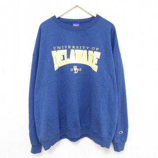 チャンピオン(Champion)のXL★古着 チャンピオン Champion 長袖 スウェット メンズ 00年代 00s デラウェア 大学 大きいサイズ クルーネック 青 ブルー 24jan31 中古 スエット トレーナー トップス(パーカー)