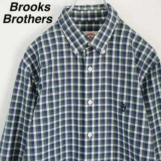 ブルックスブラザース(Brooks Brothers)の【ギンガムチェック】ブルックスブラザーズ／チェックシャツ　刺繍ロゴ　緑青白　S(シャツ)