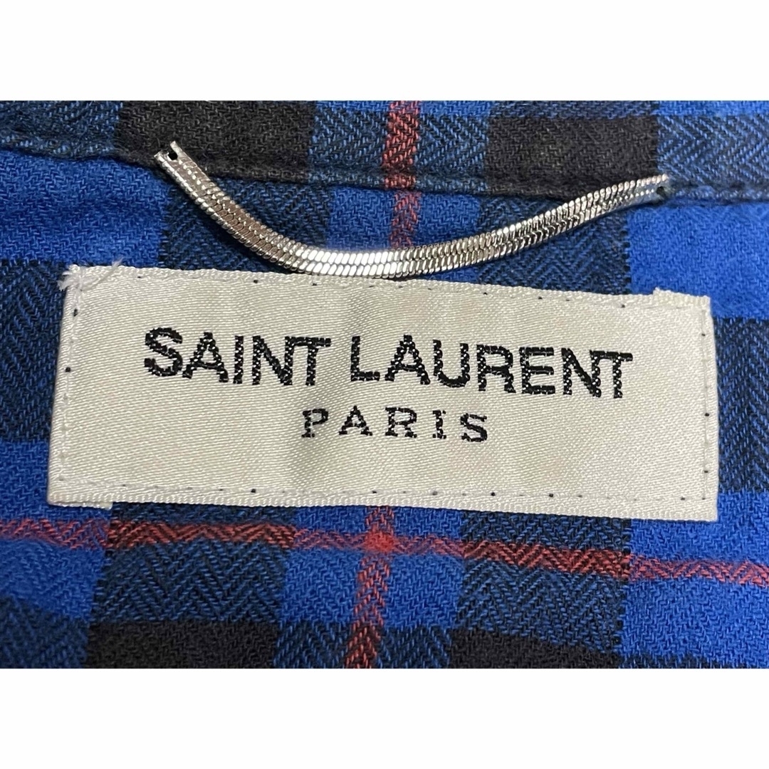 Saint Laurent(サンローラン)の16SS サンローランパリ ダメージ加工 チェックシャツ Sサイズ ネルシャツ メンズのトップス(シャツ)の商品写真