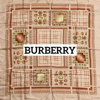 ★BURBERRY★ スカーフ 大判 チェック 庭園 シルク ピンク