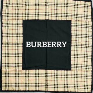 バーバリー(BURBERRY)の★BURBERRY★ スカーフ 大判 チェック シルク ブラック ベージュ(バンダナ/スカーフ)