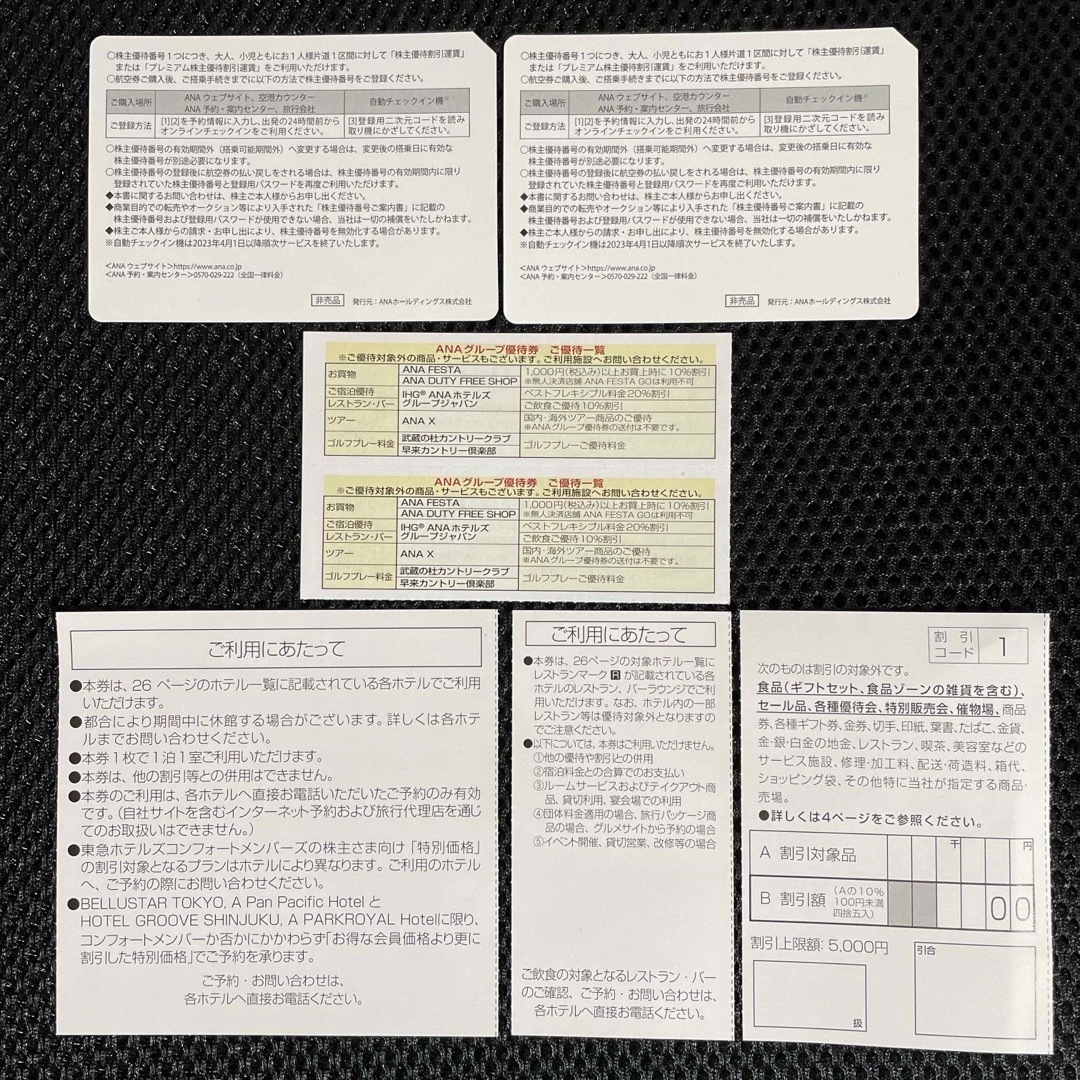 ANA(全日本空輸)(エーエヌエー(ゼンニッポンクウユ))の【匿名配送】ANA株主優待券2枚、東急百貨店・東急ホテルズ宿泊・飲食割引券等 チケットの乗車券/交通券(航空券)の商品写真
