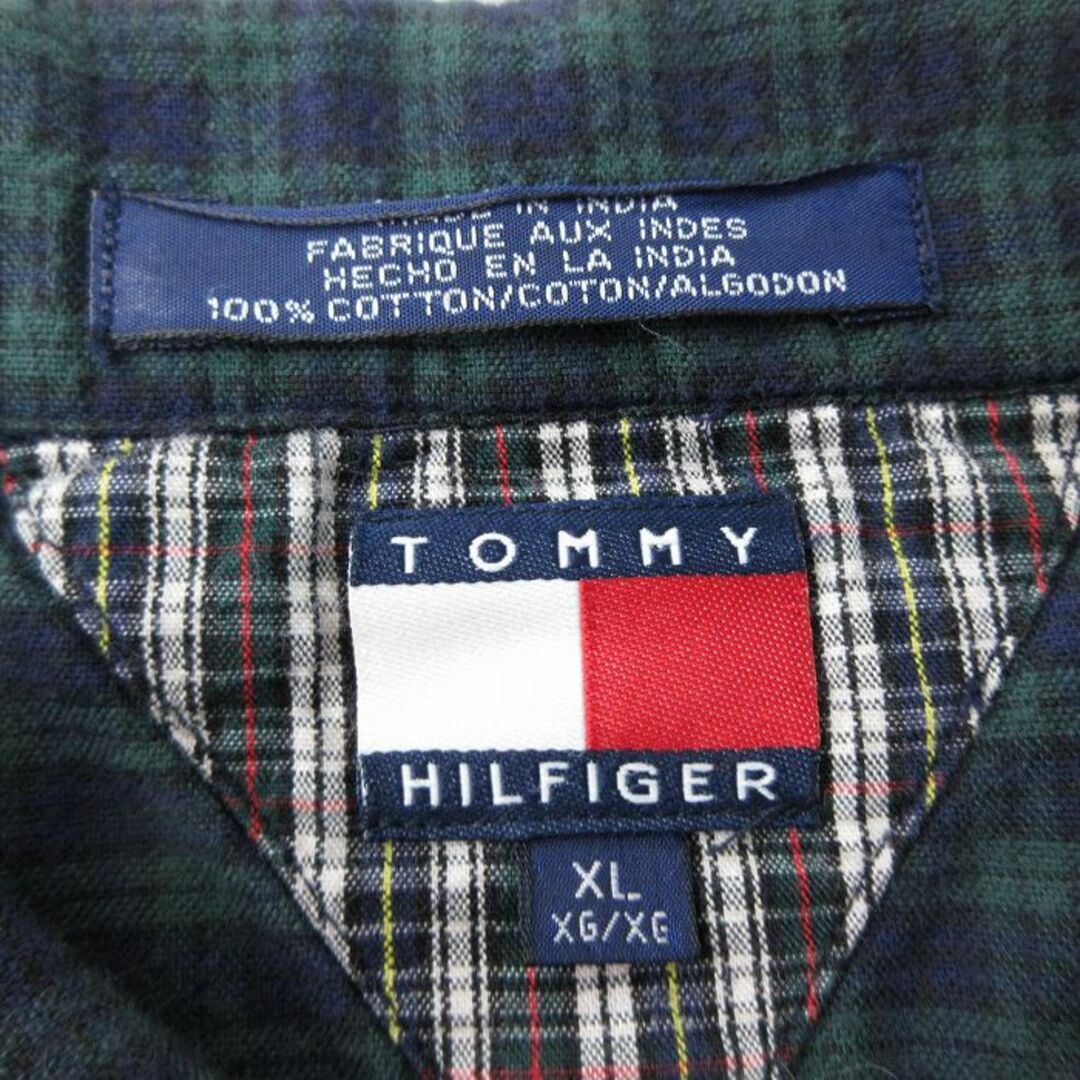 TOMMY HILFIGER(トミーヒルフィガー)の古着 トミーヒルフィガー TOMMY HILFIGER 長袖 ブランド シャツ レディース 90年代 90s コットン 緑他 グリーン チェック 24feb02 中古 ブラウス トップス レディースのトップス(ポロシャツ)の商品写真