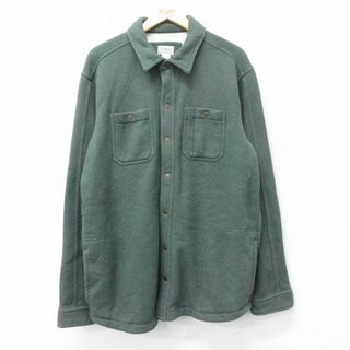 エルエルビーン(L.L.Bean)のXL★古着 エルエルビーン LLBEAN 長袖 サーマル シャツ ジャケット メンズ 00年代 00s ロング丈 緑 グリーン 内側ボア 【spe】 24feb03 中古 アウター(ダッフルコート)