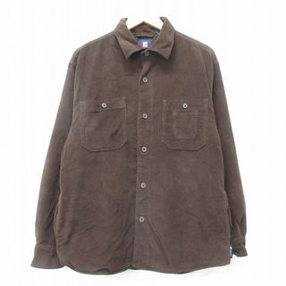 チャップス(CHAPS)のM★古着 チャップス 長袖 シャツ ジャケット メンズ コーデュロイ こげ茶 ブラウン 内側フリース 24feb03 中古 アウター(ダッフルコート)