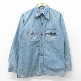 リーバイス(Levi's)のM★古着 リーバイス Levis 長袖 シャツ ジャケット メンズ 70年代 70s 紺 ネイビー 24feb03 中古 アウター(ダッフルコート)