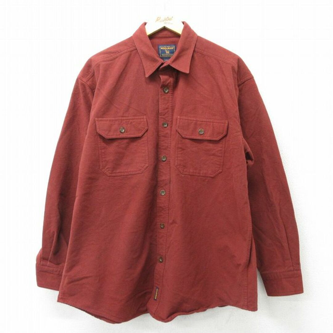 WOOLRICH(ウールリッチ)のXL★古着 ウールリッチ WOOLRICH 長袖 ヘビー フランネル シャツ メンズ 大きいサイズ コットン エンジ 24feb02 中古 トップス メンズのトップス(シャツ)の商品写真