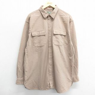 エルエルビーン(L.L.Bean)のXL★古着 エルエルビーン LLBEAN 長袖 ヘビー フランネル シャツ メンズ 90年代 90s 大きいサイズ コットン USA製 ベージュ カーキ 24feb02 中古 トップス(シャツ)