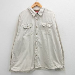 ラングラー(Wrangler)のXL★古着 ラングラー Wrangler 長袖 シャツ メンズ 大きいサイズ コットン 薄ベージュ カーキ 24feb02 中古 トップス(シャツ)