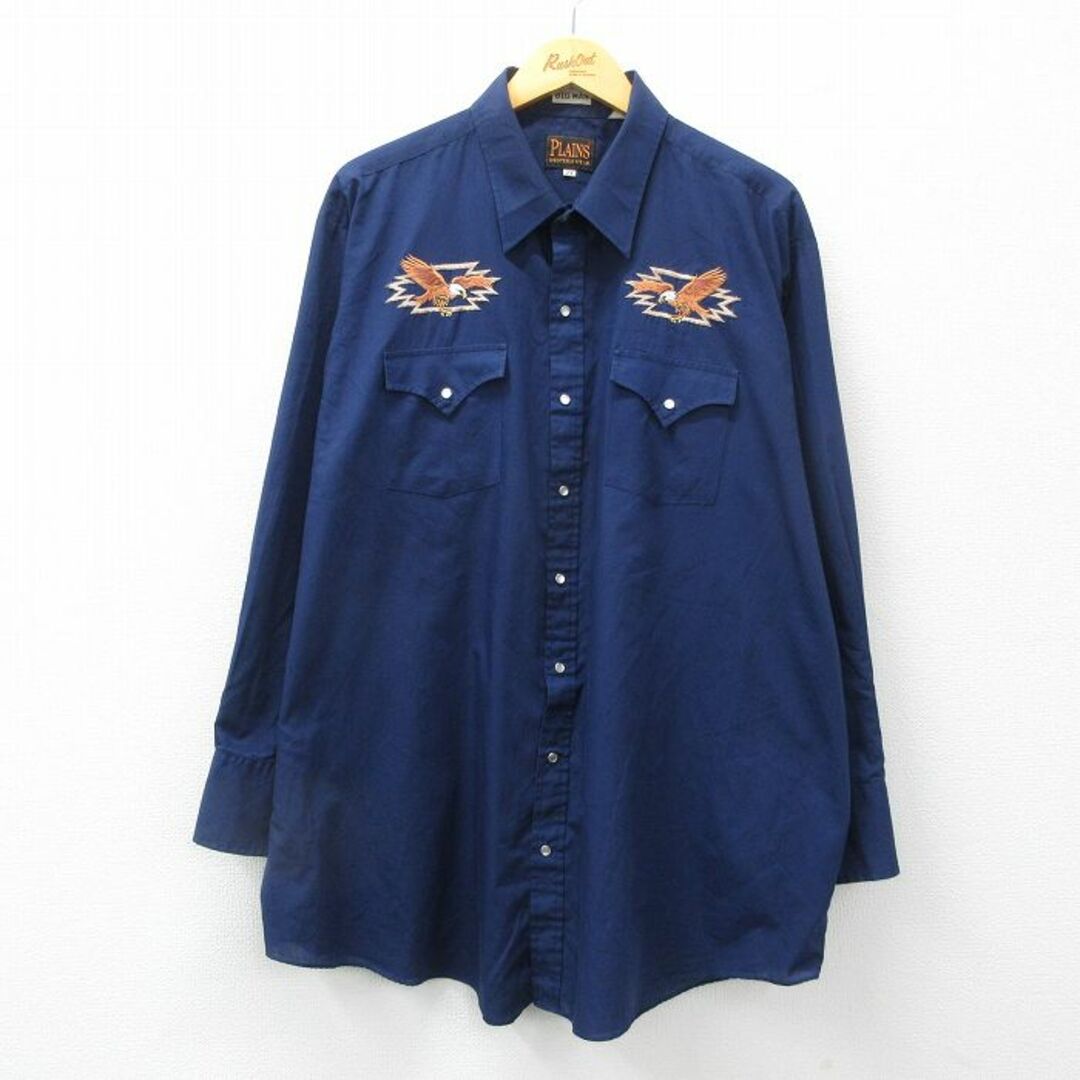 XL☆古着 長袖 ウエスタン シャツ メンズ 00年代 00s PLAINS XL☆古着 長袖 ウエスタン シャツ メンズ 00年代 00s PLAINS