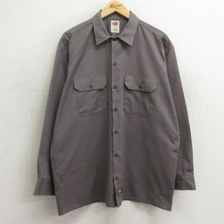 ディッキーズ(Dickies)のXL★古着 ディッキーズ Dickies 長袖 ワーク シャツ メンズ グレー 24feb02 中古 トップス(シャツ)