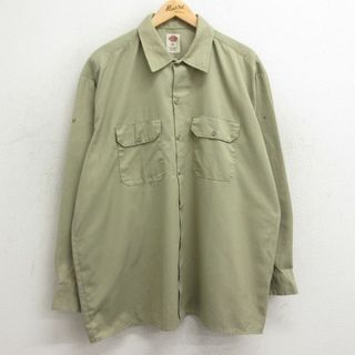 ディッキーズ(Dickies)のXL★古着 ディッキーズ Dickies 長袖 ワーク シャツ メンズ 大きいサイズ ベージュ カーキ 24feb02 中古 トップス(シャツ)