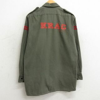 L★古着 長袖 ミリタリ－ シャツ メンズ 80年代 80s ドイツ軍 KRAC 濃緑系 グリーン 24feb03 中古 トップス(シャツ)