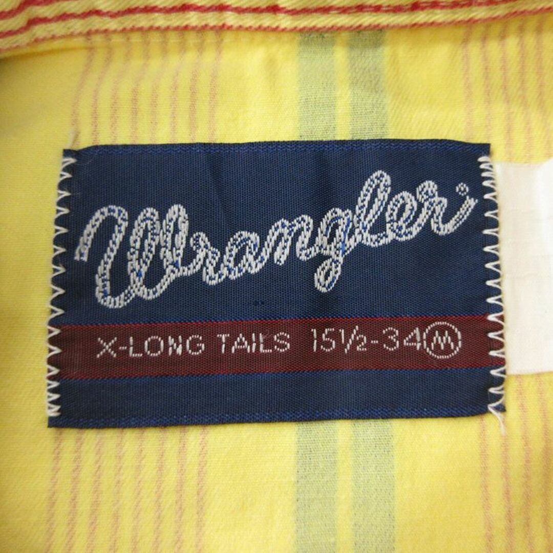 Wrangler(ラングラー)のL★古着 ラングラー Wrangler 長袖 ウエスタン シャツ メンズ 90年代 90s ボタンダウン 黄他 イエロー ストライプ 24feb01 中古 トップス メンズのトップス(シャツ)の商品写真