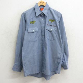 レッドキャップ(RED KAP)のL★古着 レッドキャップ 長袖 ウエスタン シャツ メンズ 00年代 00s 松ぼっくり RANGER 薄紺 ネイビー 24feb01 中古 トップス(シャツ)