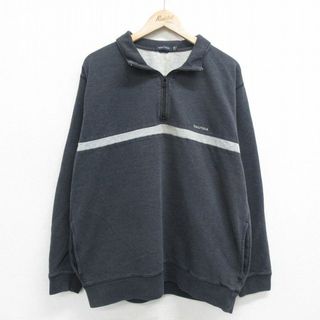 ノーティカ(NAUTICA)のXL★古着 ノーティカ NAUTICA 長袖 ブランド ハーフジップ スウェット メンズ 00年代 00s ワンポイントロゴ 濃グレー他 霜降り 24feb01 中古 スエット トレーナー トップス(パーカー)