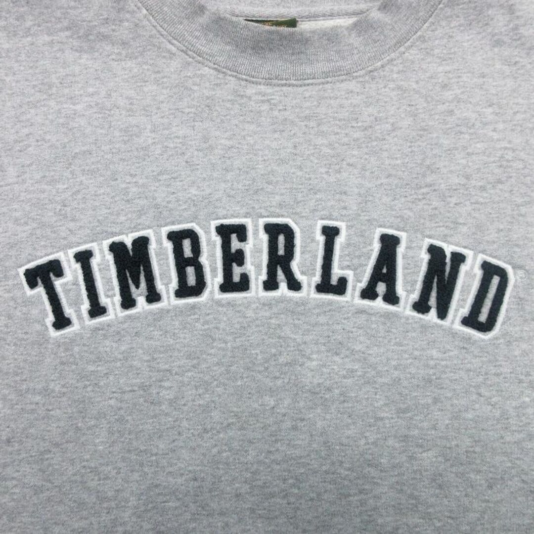 Timberland(ティンバーランド)のXL★古着 ティンバーランド 長袖 スウェット メンズ ブランド ビッグロゴ 大きいサイズ クルーネック グレー 霜降り 24feb03 中古 スエット トレーナー トップス メンズのトップス(パーカー)の商品写真