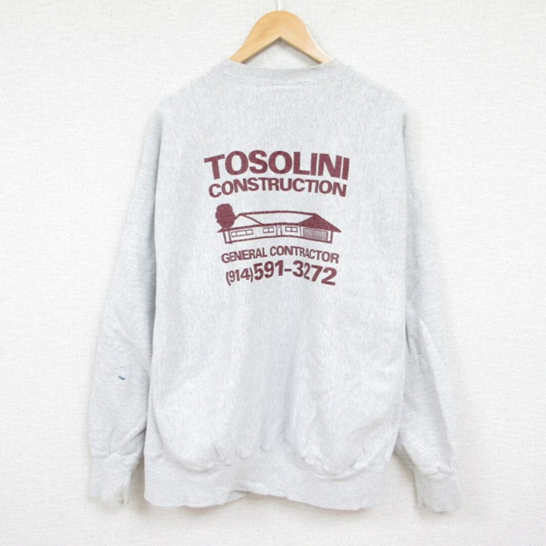 Lee(リー)のXL★古着 リー Lee 長袖 スウェット メンズ 90年代 90s TOSOLINI 家 大きいサイズ クルーネック USA製 薄グレー 霜降り 【spe】 24feb01 中古 スエット トレーナー トップス メンズのトップス(パーカー)の商品写真