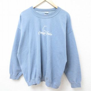 XL★古着 長袖 スウェット メンズ 00年代 00s オレンジレイク 大きいサイズ クルーネック 水色 24feb03 中古 スエット トレーナー トップス(パーカー)