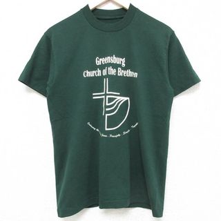 M★古着 半袖 ビンテージ Tシャツ メンズ 90年代 90s 十字架 クルーネック 濃緑 グリーン 24feb03 中古(Tシャツ/カットソー(半袖/袖なし))