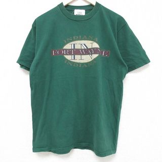 L★古着 ジャージーズ 半袖 ビンテージ Tシャツ メンズ 90年代 90s INDIANA コットン クルーネック USA製 緑 グリーン 24feb03 中古(Tシャツ/カットソー(半袖/袖なし))