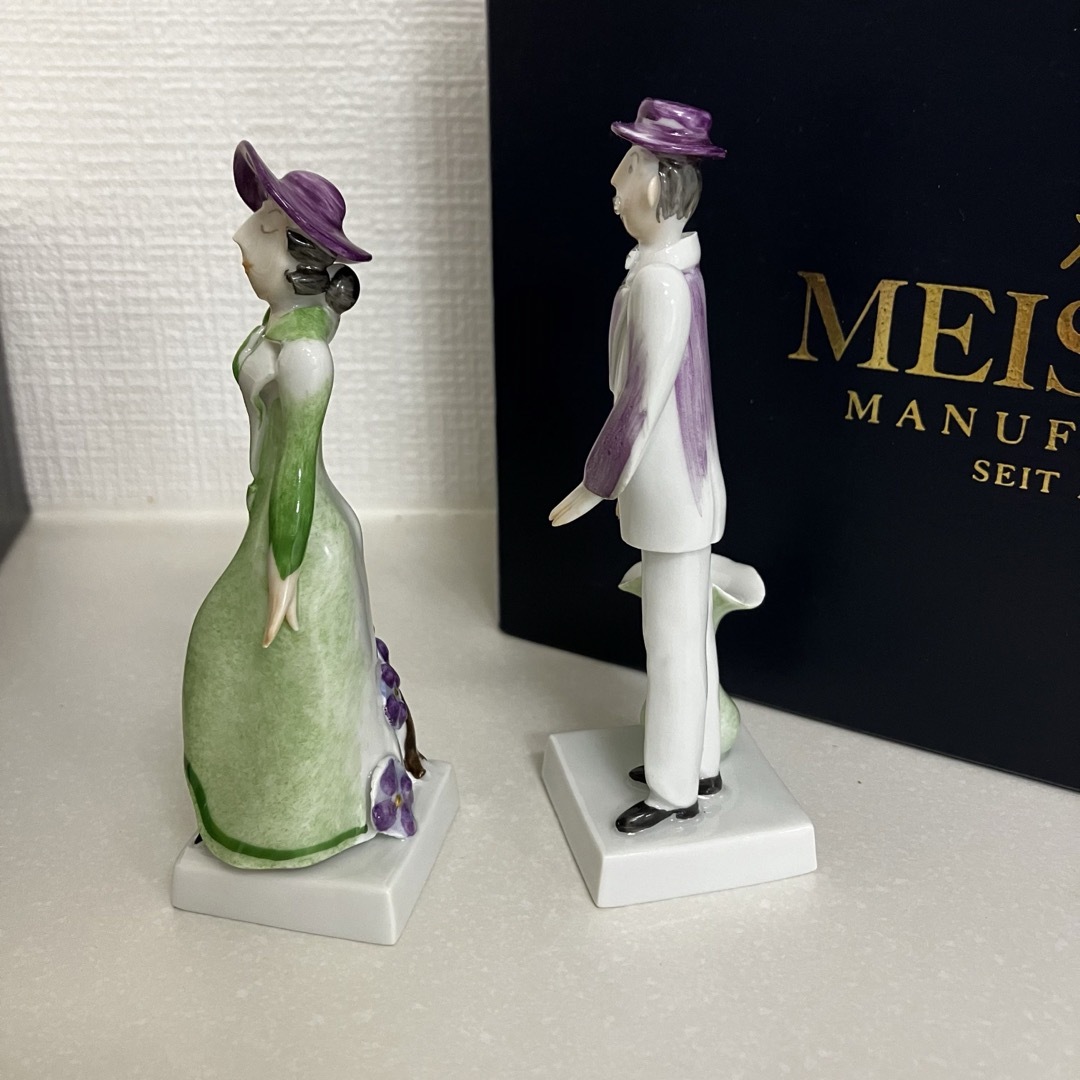 MEISSEN(マイセン)のMEISSEN マイセン　様式ペア人形　ペア　男女　手練り　フィギュリン　２体 インテリア/住まい/日用品のインテリア小物(置物)の商品写真