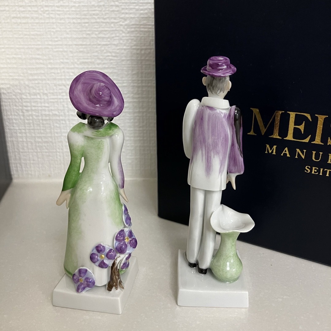 MEISSEN(マイセン)のMEISSEN マイセン　様式ペア人形　ペア　男女　手練り　フィギュリン　２体 インテリア/住まい/日用品のインテリア小物(置物)の商品写真