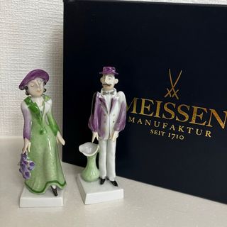 マイセン(MEISSEN)のMEISSEN マイセン　様式ペア人形　ペア　男女　手練り　フィギュリン　２体(置物)