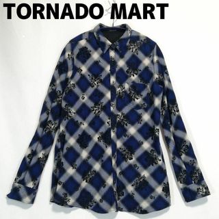 TORNADO MART - トルネードマート バイアスチェックフロッキープリントフランネルシャツ 花柄 L