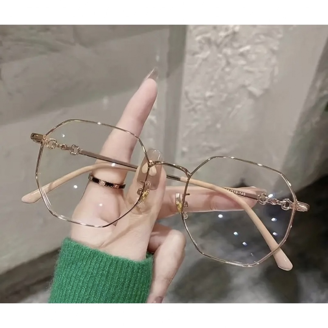 メガネ メガネフレーム 眼鏡 ゴールド レディースのファッション小物(サングラス/メガネ)の商品写真