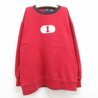 ギャップ(GAP)の古着 ギャップ GAP 長袖 スウェット キッズ ボーイズ 子供服 00年代 00s 1 フロッキープリント クルーネック 赤他 レッド 24feb06(シャツ/カットソー)