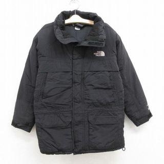 ノースフェイス(North Face)の古着 ノースフェイス THE NORTH FACE 長袖 ナイロン ダウン ジャケット キッズ ボーイズ 子供服 ワンポイントロゴ 黒 ブラック 24feb06(シャツ/カットソー)