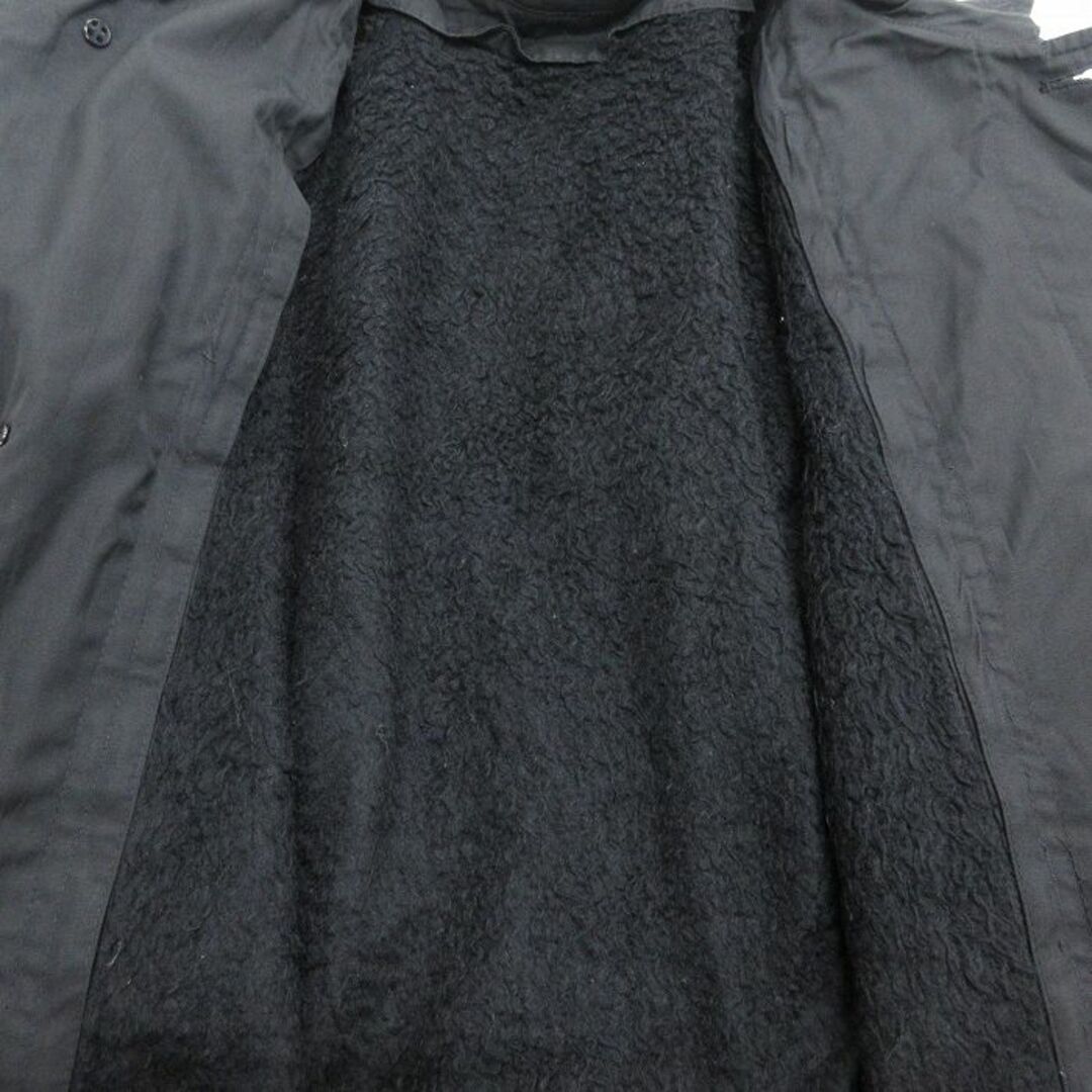 XL★古着 長袖 ステンカラー コート メンズ 80年代 80s 大きいサイズ ロング丈 ラグラン 黒 ブラック 内側ボア 24feb07 中古 アウター メンズのジャケット/アウター(ダッフルコート)の商品写真