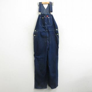 ディッキーズ(Dickies)のW41★古着 ディッキーズ Dickies オーバーオール メンズ コットン 紺 ネイビー デニム 24feb08 中古 ボトムス(サロペット/オーバーオール)