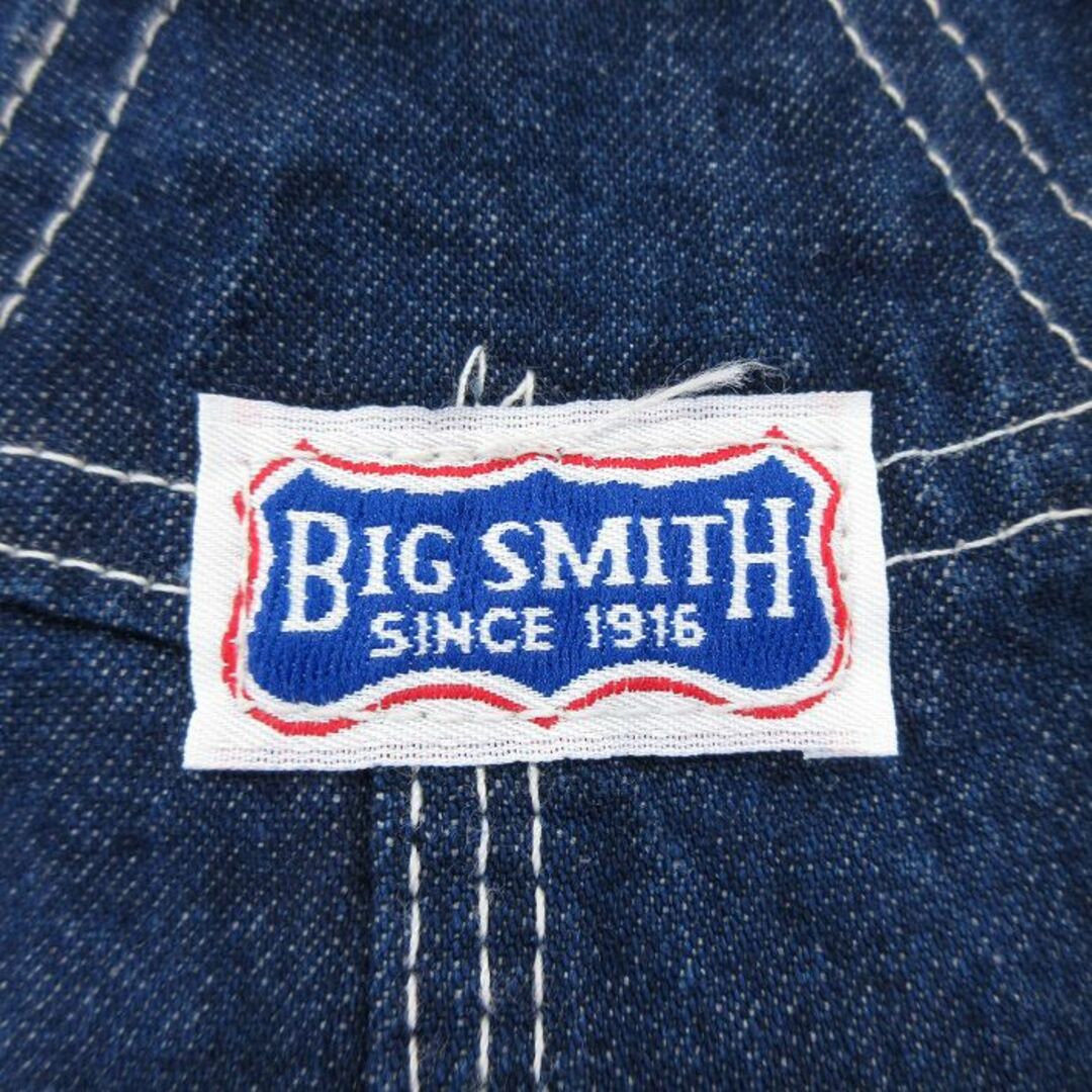 BIG SMITH(ビッグスミス)のW38★古着 ビッグスミス オーバーオール メンズ 90年代 90s USA製 紺 ネイビー デニム 24feb09 中古 ボトムス メンズのパンツ(サロペット/オーバーオール)の商品写真