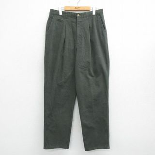 W34★古着 パンツ メンズ 90年代 90s コットン USA製 緑系 グリーン 24feb06 中古 ボトムス ロング(ワークパンツ/カーゴパンツ)