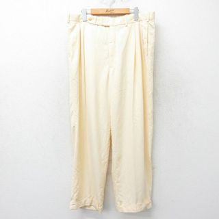 W37★古着 パンツ メンズ 80年代 80s タロン USA製 薄黄 イエロー 24feb10 中古 ボトムス ロング(ワークパンツ/カーゴパンツ)