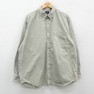 ギャップ(GAP)のXL★古着 ギャップ GAP 長袖 ブランド シャツ メンズ 00年代 00s 大きいサイズ コットン ボタンダウン グレー系 24feb05 中古 トップス(シャツ)