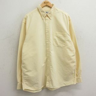 オールドネイビー(Old Navy)のXL★古着 オールドネイビー OLD NAVY 長袖 ブランド シャツ メンズ 00年代 00s 大きいサイズ コットン ボタンダウン 薄黄 イエロー 24feb07 中古 トップス(シャツ)