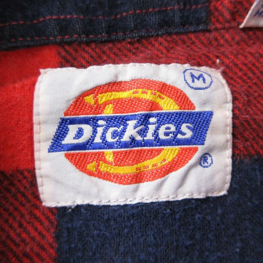 Dickies(ディッキーズ)のL★古着 ディッキーズ Dickies 長袖 フランネル シャツ メンズ 80年代 80s コットン 赤他 レッド バッファロー チェック 24feb08 中古 トップス メンズのトップス(シャツ)の商品写真