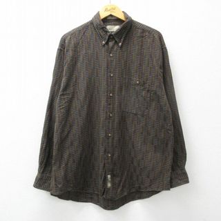 XL★古着 長袖 シャツ メンズ コットン ボタンダウン 緑系他 グリーン 24feb05 中古 トップス(シャツ)