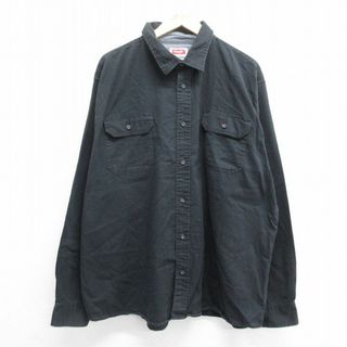 ラングラー(Wrangler)のXL★古着 ラングラー Wrangler 長袖 シャツ メンズ 大きいサイズ 黒 ブラック 24feb05 中古 トップス(シャツ)