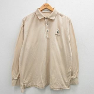 XL★古着 長袖 ポロ シャツ メンズ 00年代 00s RIVERTON コットン ベージュ カーキ 24feb05 中古 トップス(ポロシャツ)