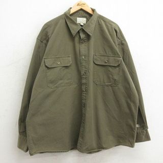 XL★古着 カベラス 長袖 シャツ メンズ 大きいサイズ コットン 濃緑 グリーン 【spe】 24feb08 中古 トップス(シャツ)