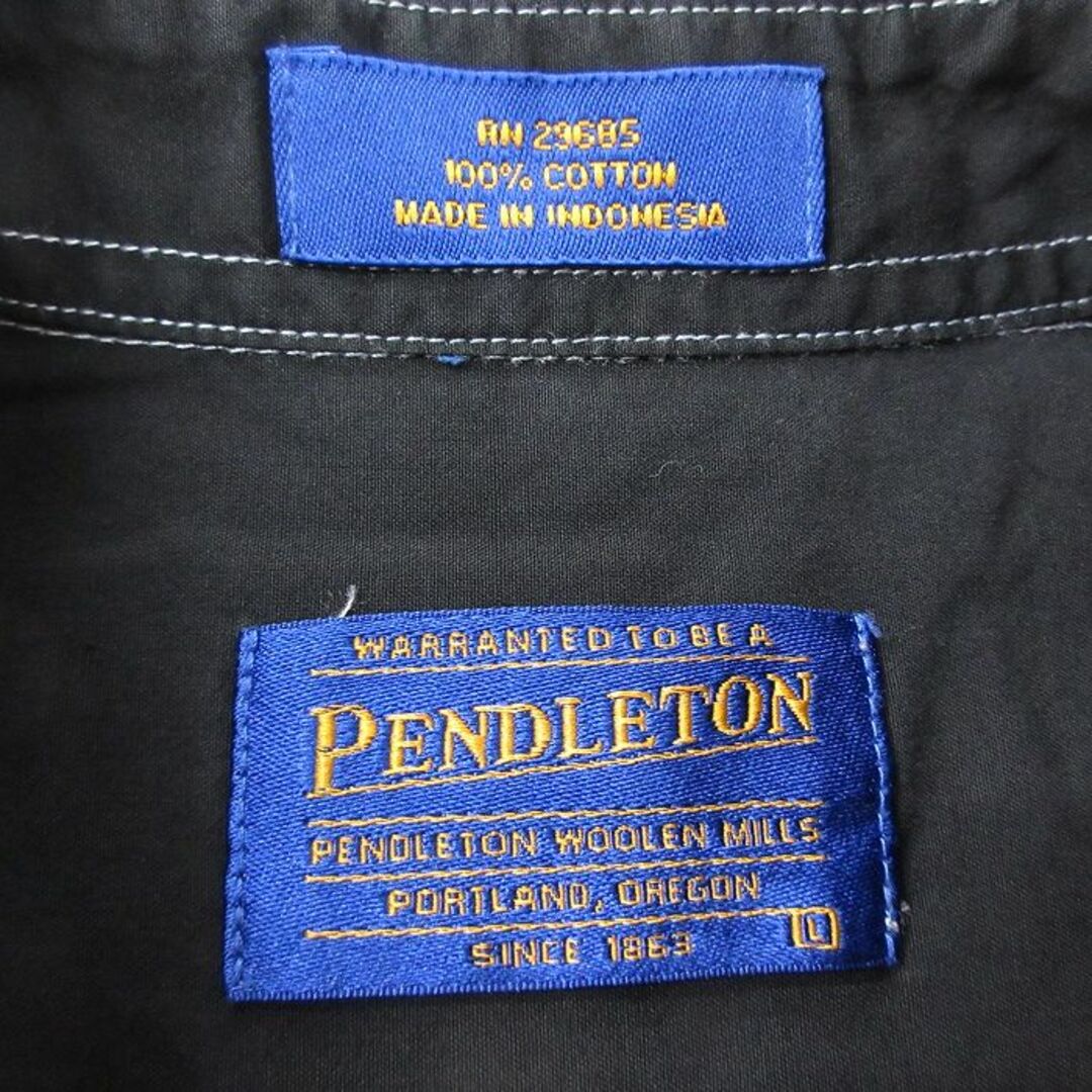 PENDLETON(ペンドルトン)のXL★古着 ペンドルトン PENDLETON 長袖 シャツ メンズ 大きいサイズ コットン ボタンダウン 黒 ブラック 24feb08 中古 トップス メンズのトップス(シャツ)の商品写真