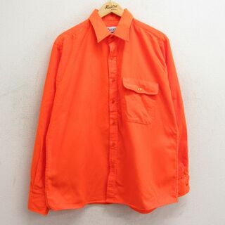 XL★古着 長袖 シャツ メンズ 90年代 90s USA製 オレンジ 24feb08 中古 トップス(シャツ)